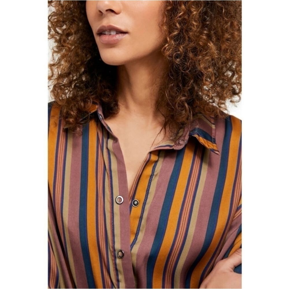 Free people We The Free All Smiles Striped Shirt Multocolor Size XS Oversized - Picture 9 of 15